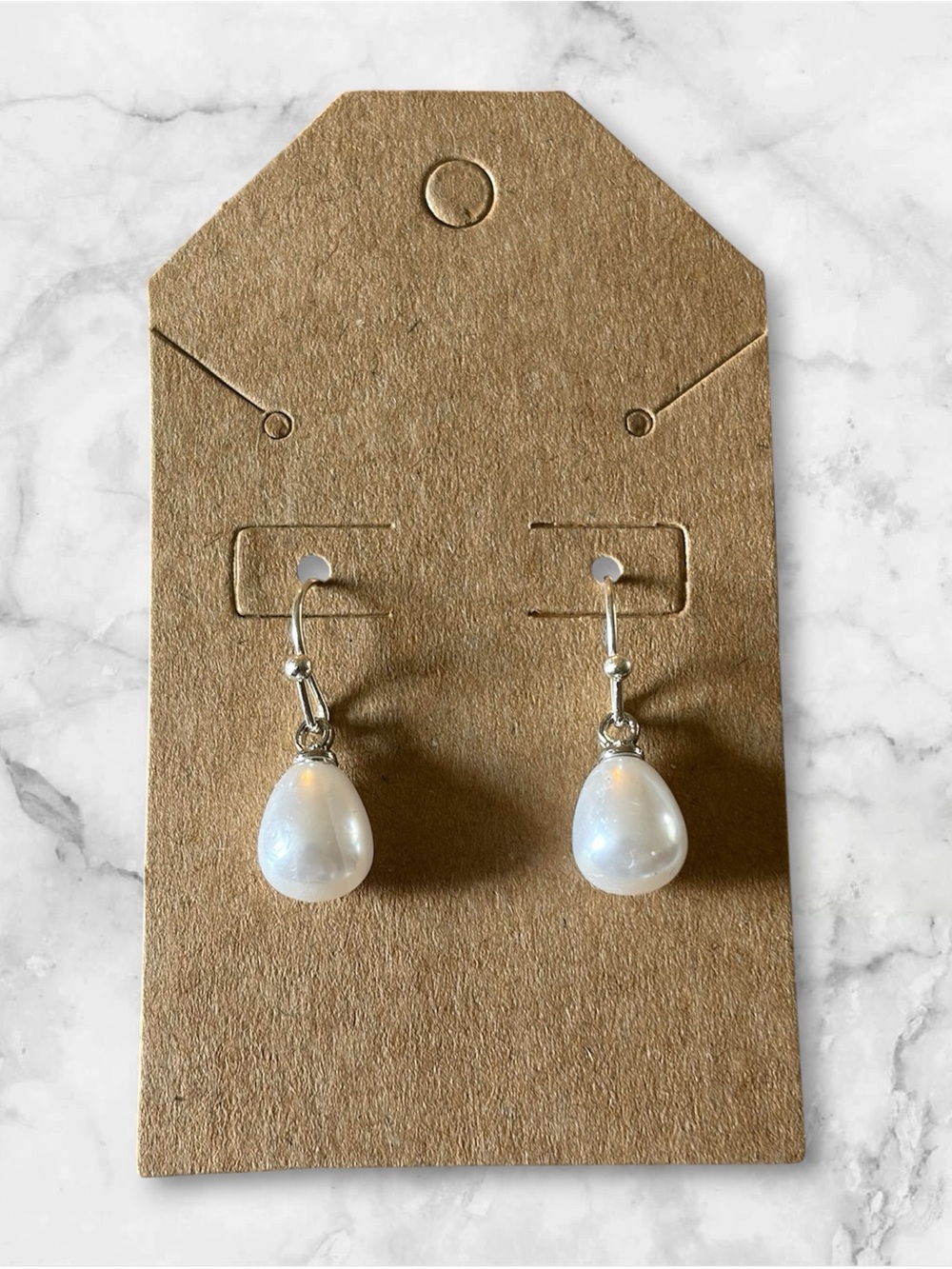 Elegant White Pearl Teardrop Earrings - Women Jewelry